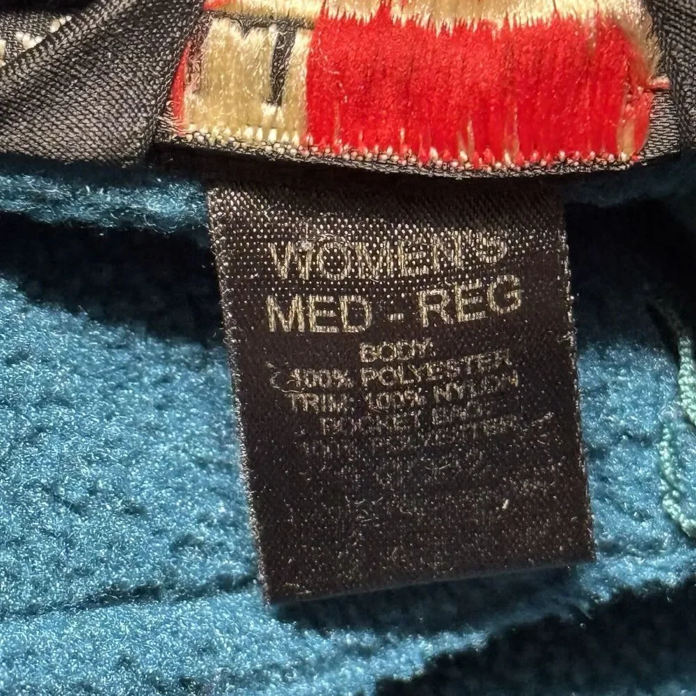 LL Bean Womens Medium Regular Fleece Jacket Teal Green Full Zip Outdoor Warm EUC